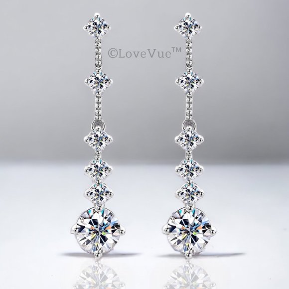 Certified 4ct. t.w. Diamond Luxury Long Drop Earrings VVS1 GRA Certified - Picture 4 of 15